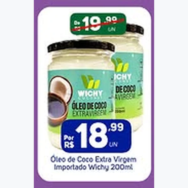 Recorte do encarte de Óleo de Coco Extra Virgem Wichy 200 ml
