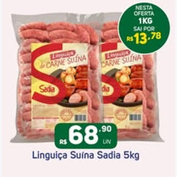 Recorte do encarte de Linguiça Suína Sadia 5 kg
