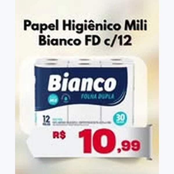 Recorte do encarte de Papel Higiênico Folha Dupla Bianco 12 un