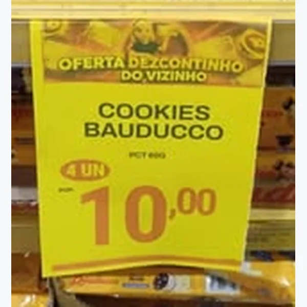 Recorte do encarte de Cookies Bauducco 60 g