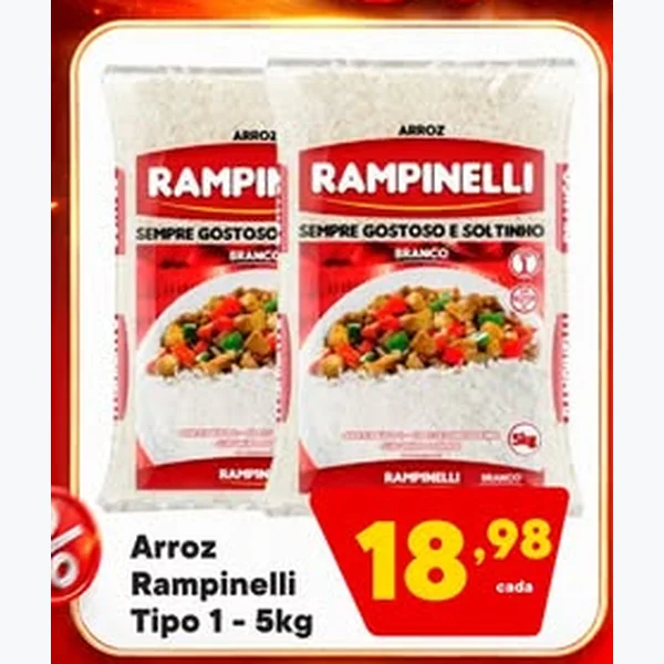 Recorte do encarte de Arroz Tipo 1 Rampinelli 5 kg