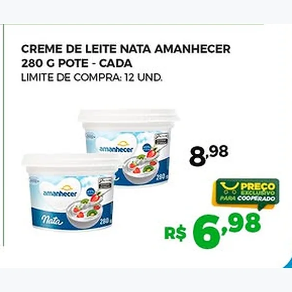 Recorte do encarte de Creme de Leite Nata Amanhecer 280 g