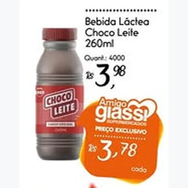 Recorte do encarte de Bebida Láctea Choco Leite 260 ml