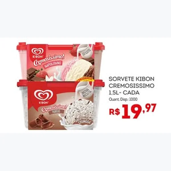 Sorvete Cremosíssimo Kibon 1,5 L