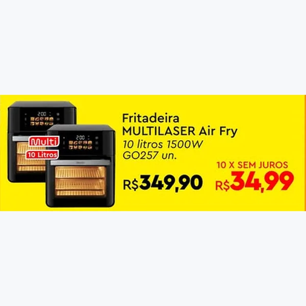 Recorte do encarte de Fritadeira Air Fry MULTILASER 10 L