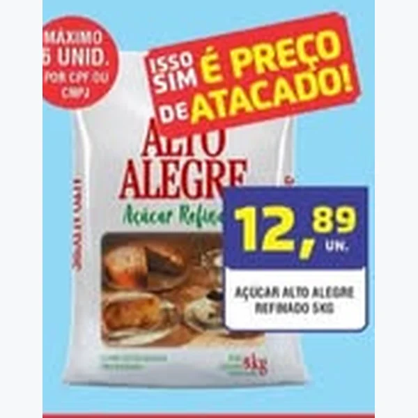 Açúcar Refinado Alto Alegre 5 kg