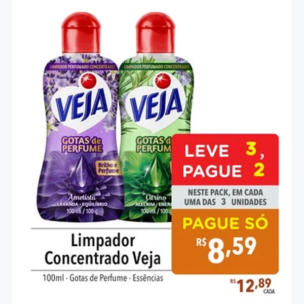 Limpador Concentrado Gotas de Perfume Alecrim Veja 100 ml