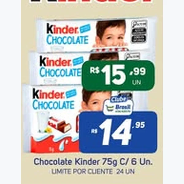 Recorte do encarte de Chocolate Kinder 6 un × 75 g