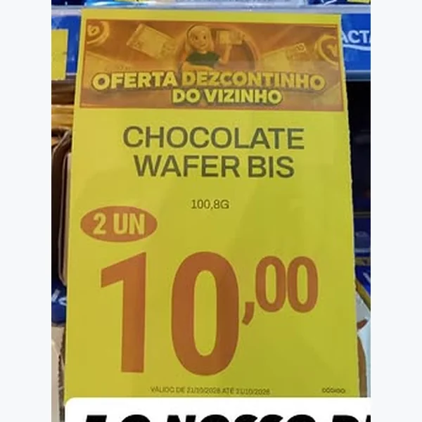 Recorte do encarte de Chocolate Wafer Bis 100,8 g