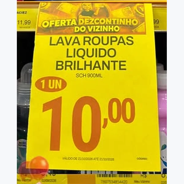 Recorte do encarte de Lava Roupas Líquido Brilhante 900 ml
