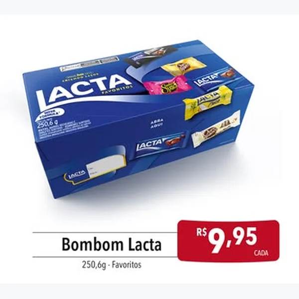 Recorte do encarte de Bombom Favoritos Lacta 250,6 g