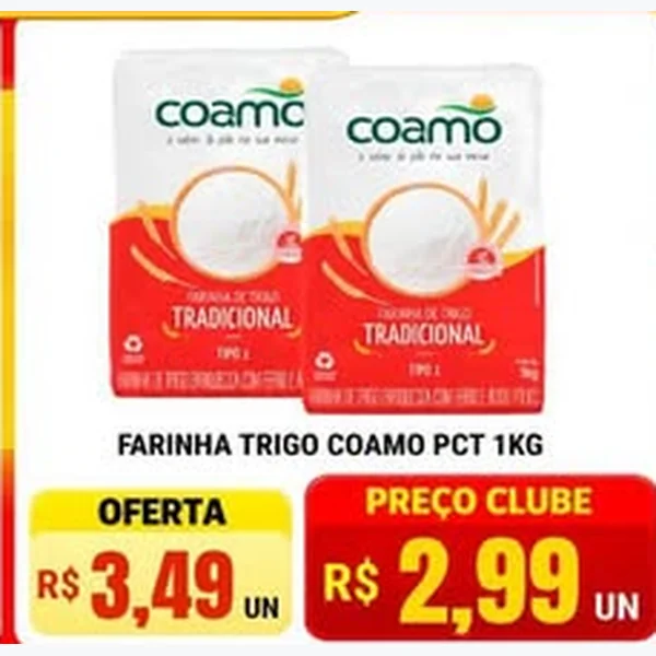 Recorte do encarte de Farinha de Trigo Tradicional Coamo 1 kg
