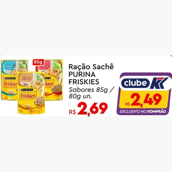 Recorte do encarte de Ração Sachê Purina Friskies 85 g