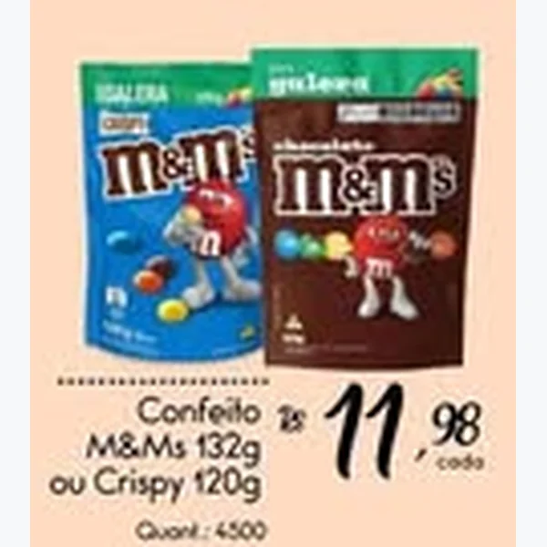 Recorte do encarte de Chocolate M&Ms 132 g