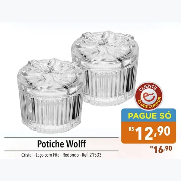 Recorte do encarte de Potiche Cristal Laço com Fita Redondo Wolff