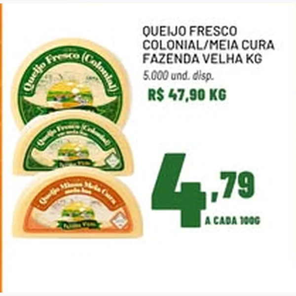Recorte do encarte de Queijo Fresco Colonial Fazenda Velha