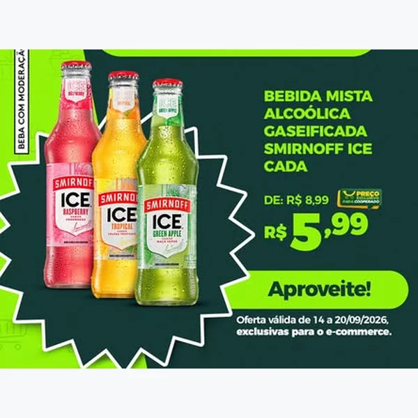 Recorte do encarte de Bebida Mista Alcoólica Gaseificada Smirnoff Ice