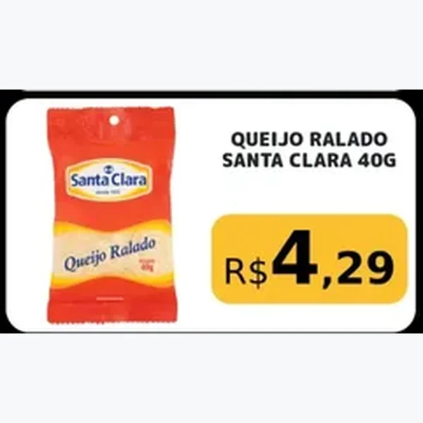 Recorte do encarte de Queijo Ralado Santa Clara 40 g