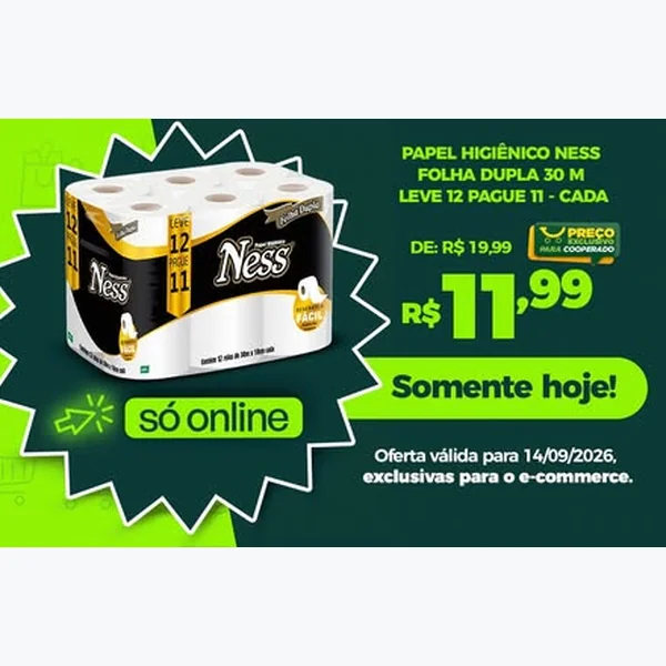 Papel Higiênico Folha Dupla Ness 12 un × 30 un