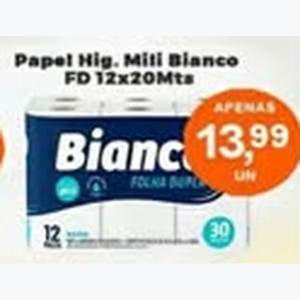 Papel Higiênico Mili Bianco 12 un × 20 un