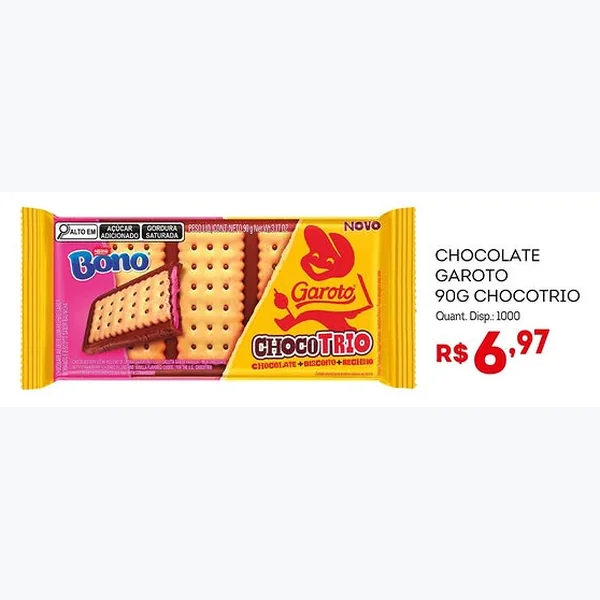 Recorte do encarte de Biscoito Chocotrio Garoto 90 g