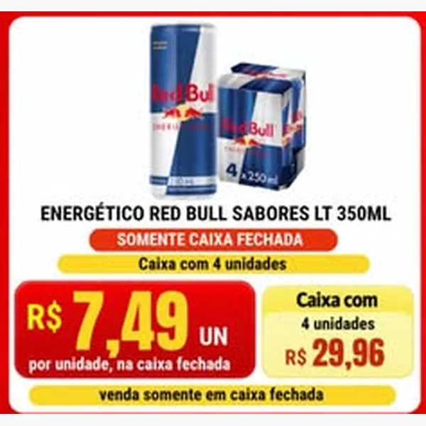 Recorte do encarte de Energético Sabores Red Bull 4 un × 350 ml