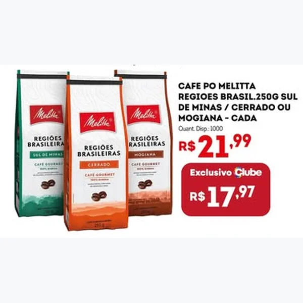 Café em Pó Regiões Brasileiras Sul de Minas Melitta 250 g