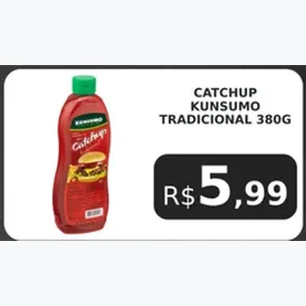 Recorte do encarte de Catchup Tradicional Kunsumo 380 g
