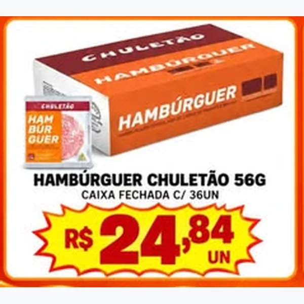 Recorte do encarte de Hambúrguer Chuletão 36 un