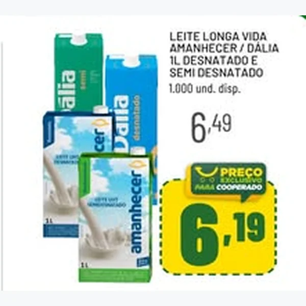 Recorte do encarte de Leite Longa Vida Semi Desnatado Dália 1 L