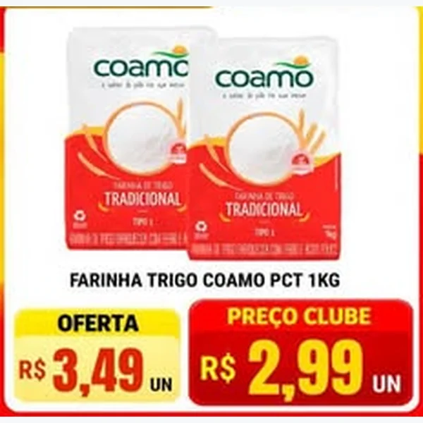 Recorte do encarte de Farinha de Trigo Tradicional Coamo 1 kg