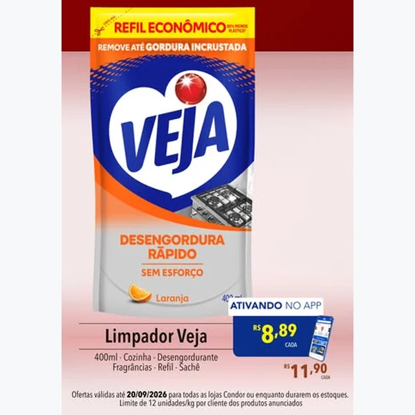 Recorte do encarte de Limpador Desengordurante Veja 400 ml