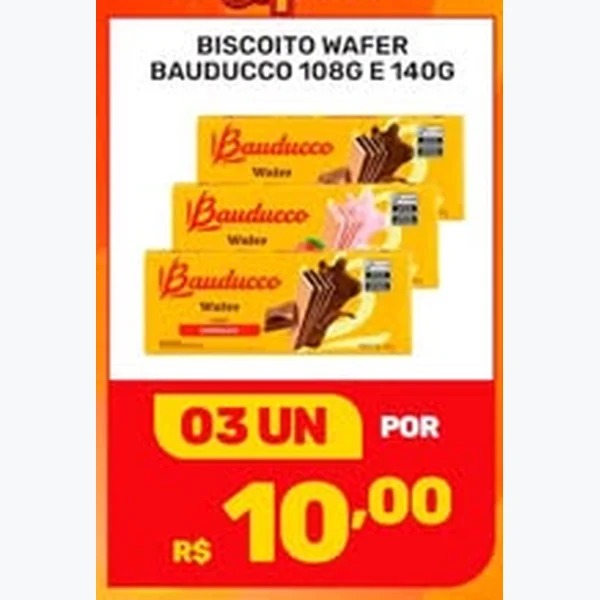 Recorte do encarte de Biscoito Wafer Bauducco 140 g