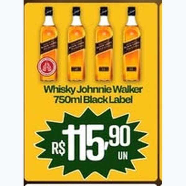 Recorte do encarte de Whisky Black Label Johnnie Walker 750 ml