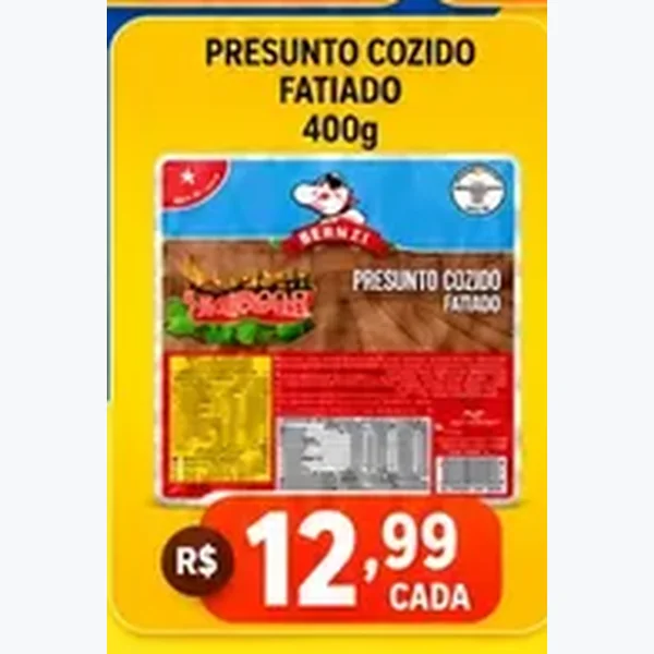 Presunto Cozido Fatiado Bernzi 400 g