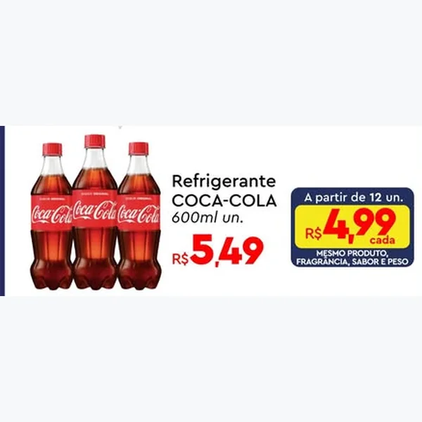 Recorte do encarte de Refrigerante Coca-Cola 600 ml