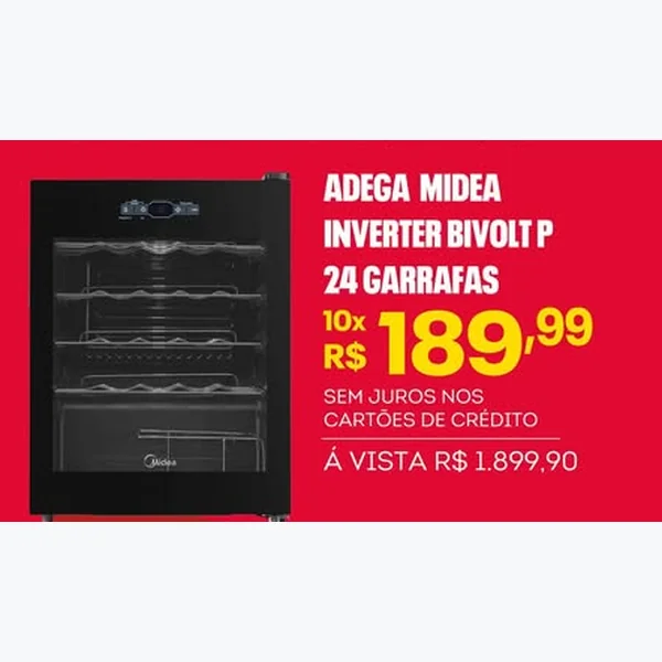 Recorte do encarte de Adega Inverter Bivolt Midea 24 un