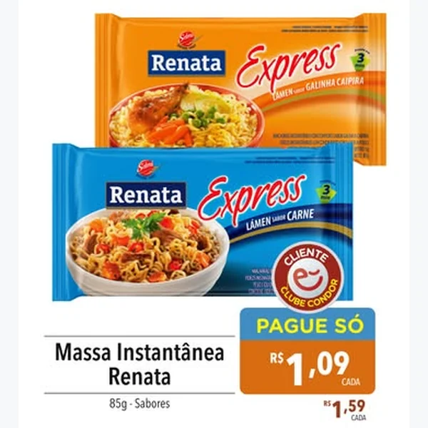 Recorte do encarte de Massa Instantânea Renata 85 g