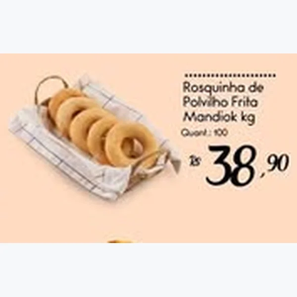 Recorte do encarte de Rosquinha de Polvilho Frita Mandiok