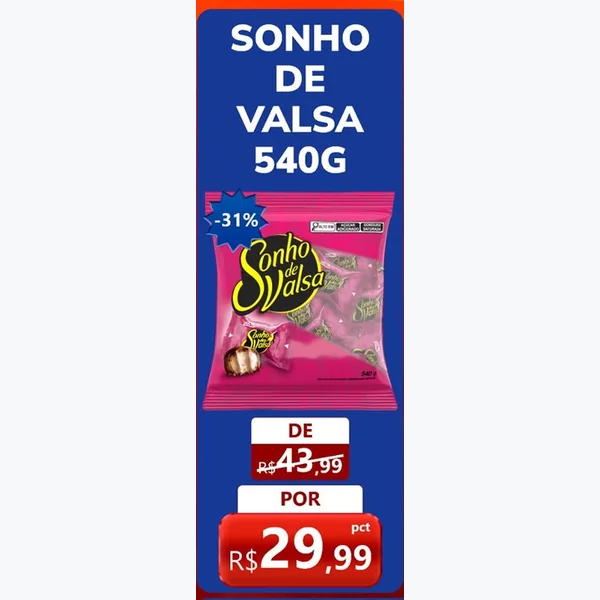 Recorte do encarte de Bombom Sonho de Valsa 540 g