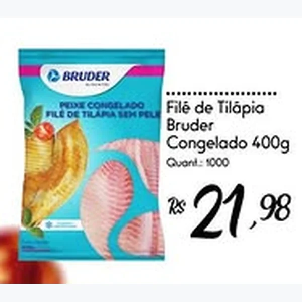 Recorte do encarte de Filé de Tilápia Congelado Bruder