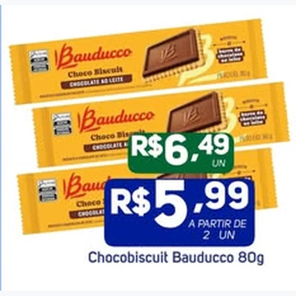 Recorte do encarte de Chocobiscuit Bauducco 80 g