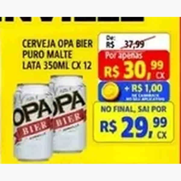 Recorte do encarte de Cerveja Puro Malte Opa Bier 12 un × 350 ml