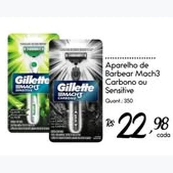 Recorte do encarte de Aparelho de Barbear Mach3 Carbono Gillette