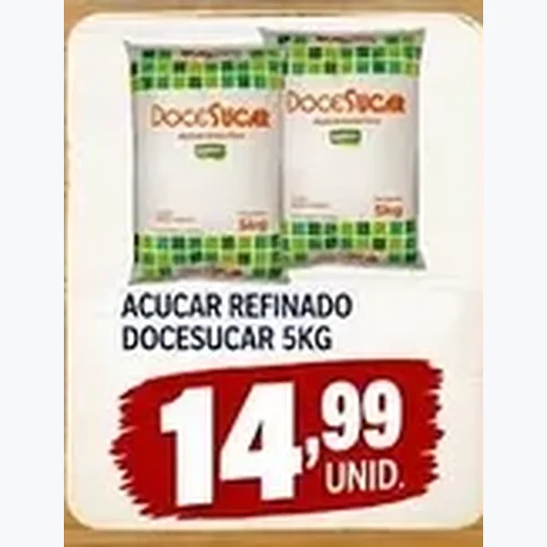 Recorte do encarte de Açúcar Refinado Docesucar 5 kg