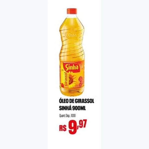 Recorte do encarte de Óleo de Girassol Sinha 900 ml