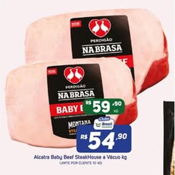Recorte do encarte de Alcatra Baby Beef Steakhouse a Vácuo Perdigão