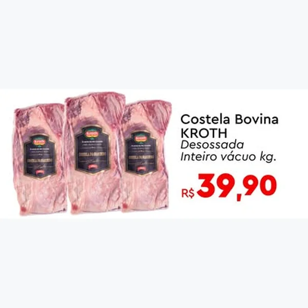 Recorte do encarte de Costela Bovina Desossada Inteiro Vácuo KROTH
