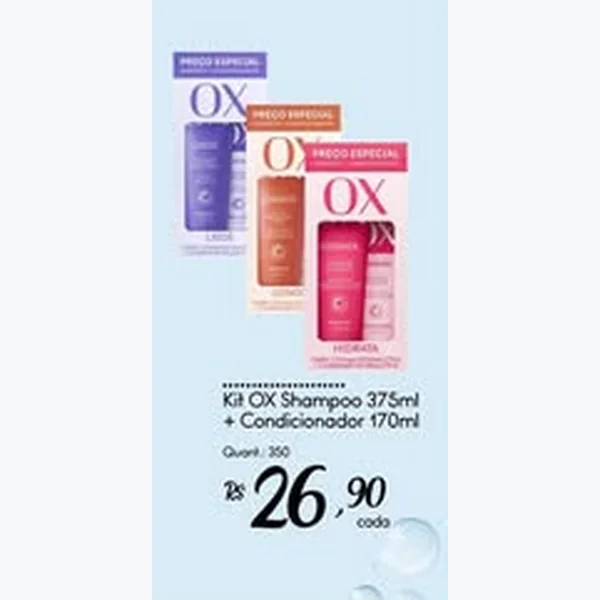 Recorte do encarte de Kit Shampoo e Condicionador OX