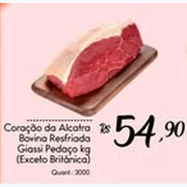 Recorte do encarte de Coração da Alcatra Bovina Resfriada Pedaço Giassi